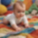 Infant exploring textured fabric