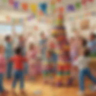Delightful Piñata Fun for Children Children enjoying a festive piñata activity