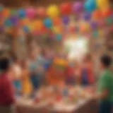 Colorful paper piñata hanging at a celebration