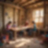 Creative children engaged in fort building with colorful kits