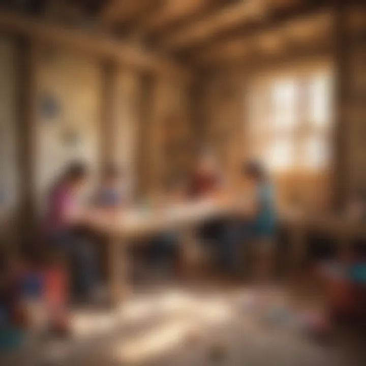 Creative children engaged in fort building with colorful kits