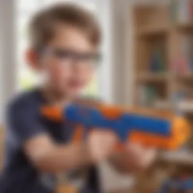 Child safely playing with a Nerf gun