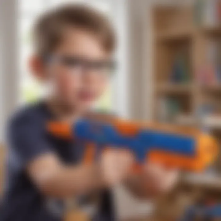 Child safely playing with a Nerf gun