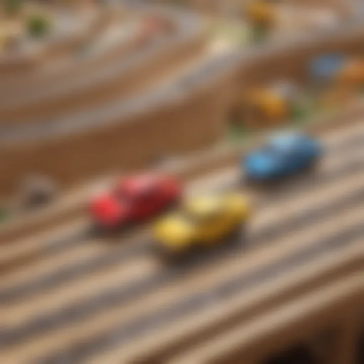 Children engaging with a complex toy car track