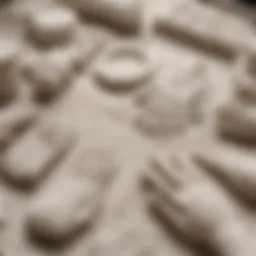 Detailed view of plaster casting materials arranged on a table