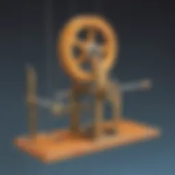 Illustration of a classic pulley system demonstrating mechanical advantage