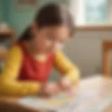 Child engaged in missing number game activity