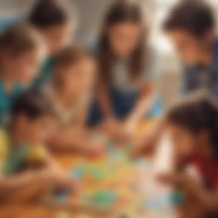 Group of children collaborating on a puzzle