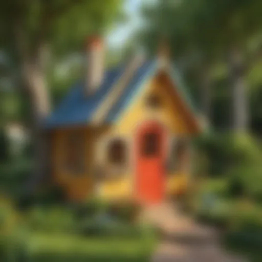 A whimsical outdoor playhouse nestled among trees