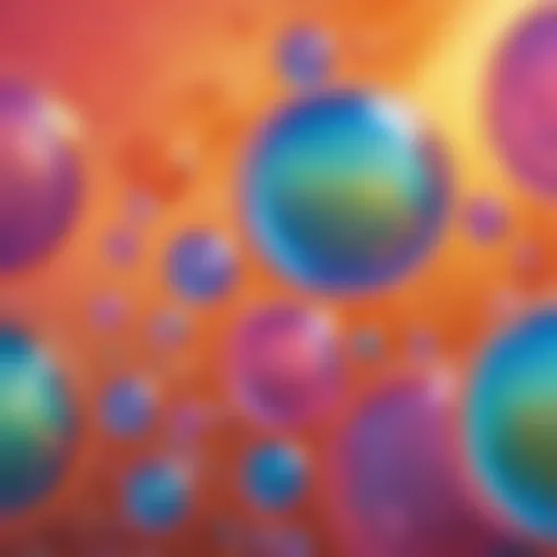 Colorful bubbles reflecting sunlight