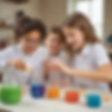 Children engaging in a colorful science experiment