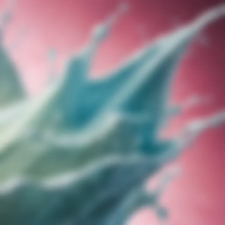 Close-up of milk with food coloring droplets