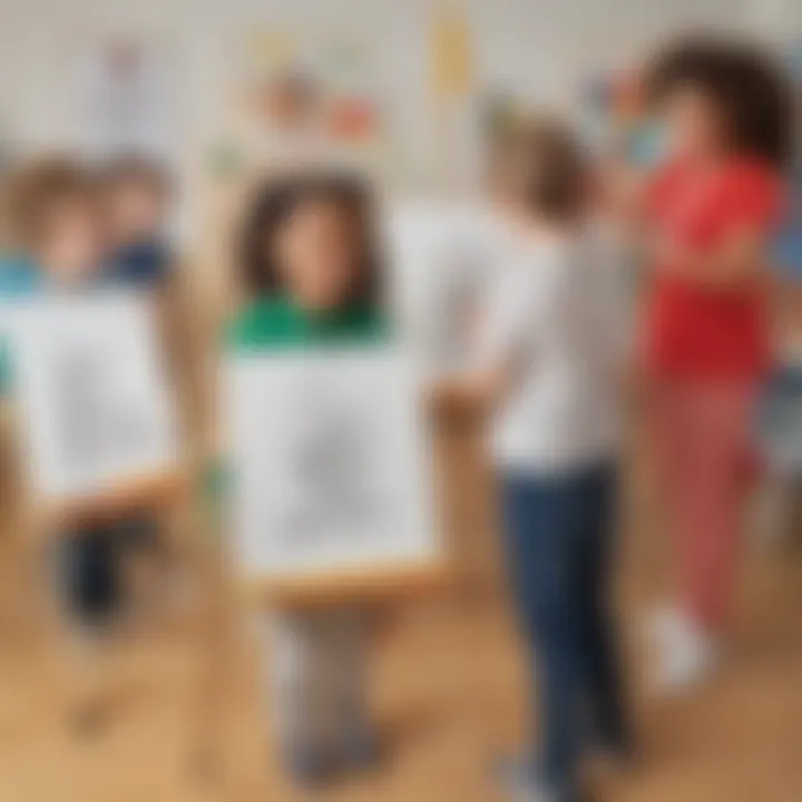 Group of children enjoying a creative session with easels