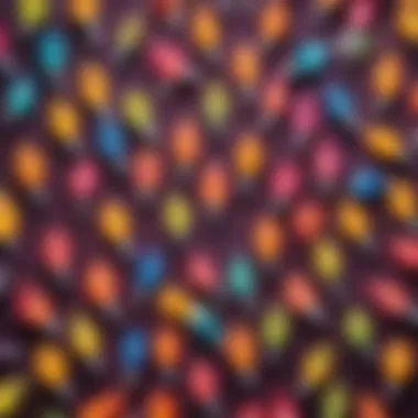Colorful plastic light bulbs arranged artistically