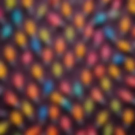 Colorful plastic light bulbs arranged artistically