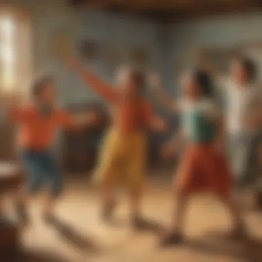 Children playing baloom games with enthusiasm