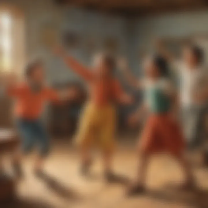 Children playing baloom games with enthusiasm