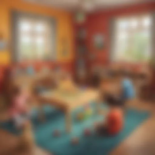 Colorful baloom games setup with various shapes