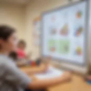 Interactive Learning Environment An educator using interactive worksheets during a classroom session.