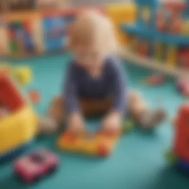 A child engaging with a buckle toy on a soft play surface