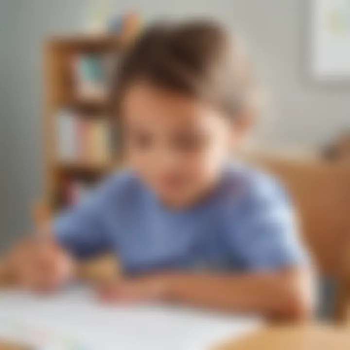 Child practicing writing traceable letters