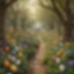 Easter egg hunt in enchanted garden