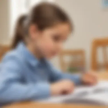 Child Engaged in Learning Child focused on learning with plus math flash cards