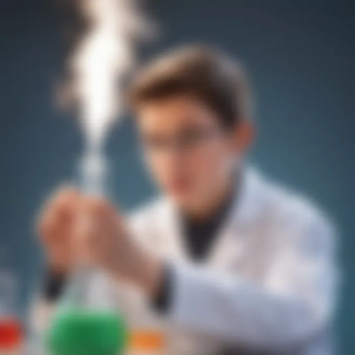 Young scientist conducting a chemical reaction experiment