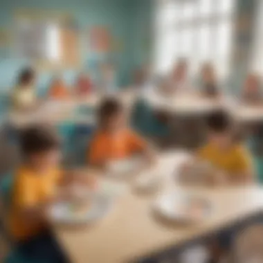 A classroom scene where children are engaged in a fun, educational paper plate activity.