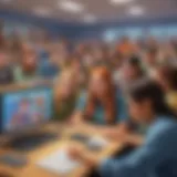 Virtual classroom experience showcasing students engaged in a digital field trip