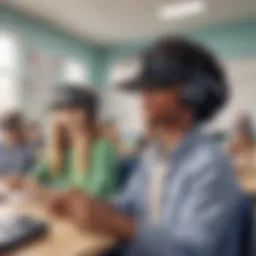 Virtual reality headset in a classroom setting