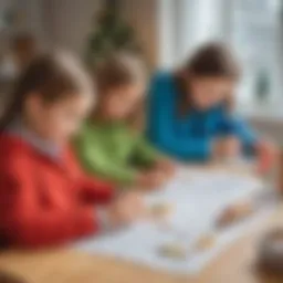Children engaged in a creative winter craft project