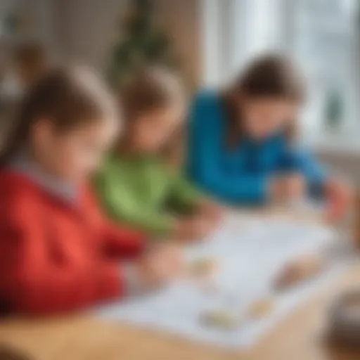 Children engaged in a creative winter craft project