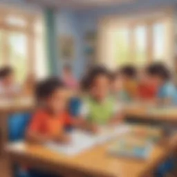 Colorful kindergarten worksheets showcasing various educational activities