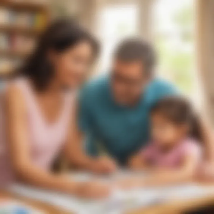 Parents reviewing educational materials for their children