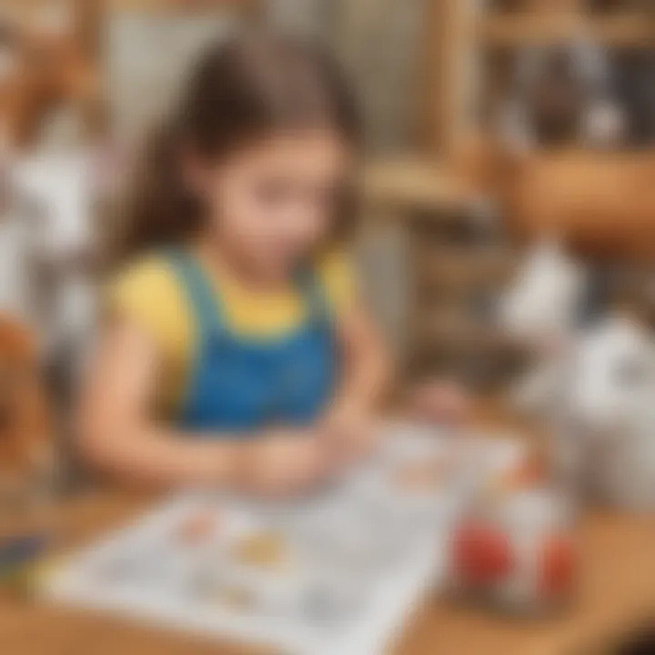 Child creatively coloring farm animals
