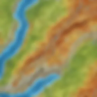 Detailed Topographic Map for Exploration A detailed topographic map showcasing terrains