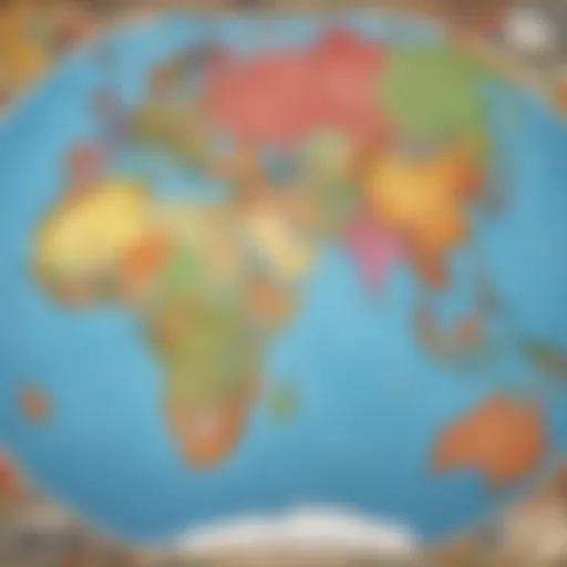 A colorful world map highlighting various continents