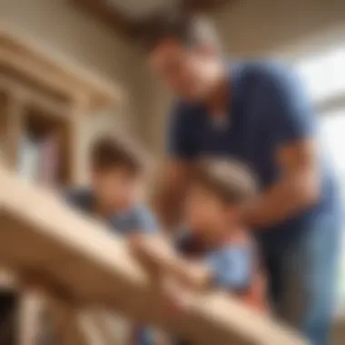 Guiding Moments: The Art of Constructive Learning A close-up of a father guiding his son on a complex building task.