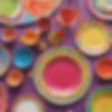 Vibrant Table Setting for Celebrations A festive table setting featuring colourful paper plates for a celebration