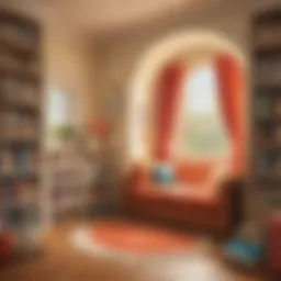 A cozy reading nook featuring a variety of children's books
