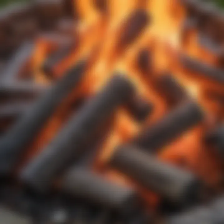 Close-up of portable fire pit flames dancing