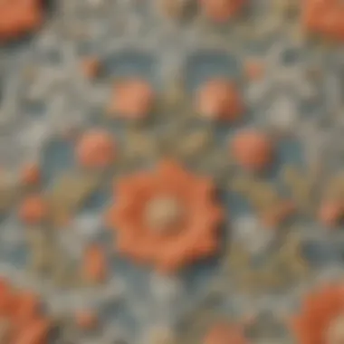 Intricate Lace Design with Floral Details Close-up of intricate lace pattern with flowers