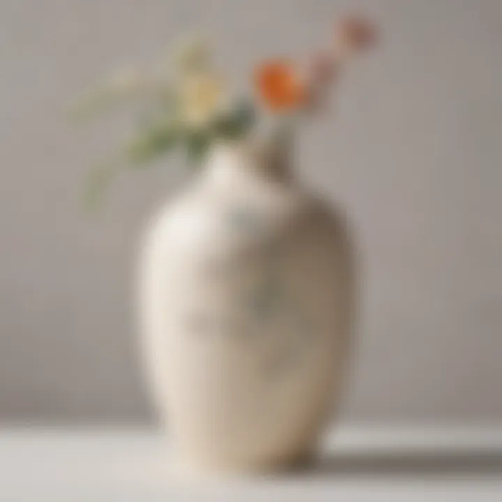 Minimalist ceramic vase with subtle floral motif