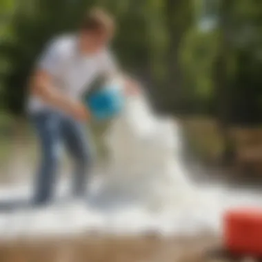 Foam machine in action during outdoor play