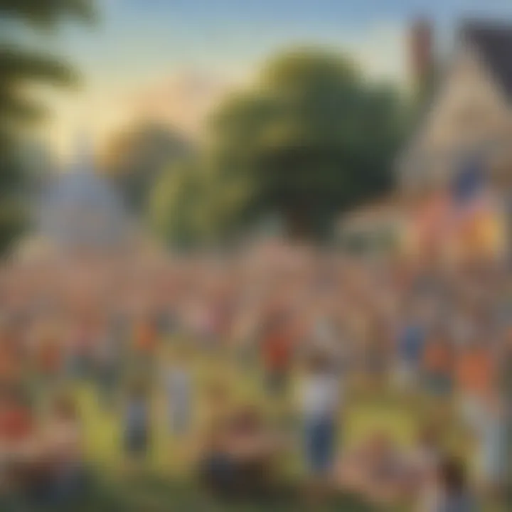 Community gathering with families enjoying Fourth of July celebrations
