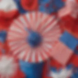 Vibrant red, white, and blue crafts created by children for Fourth of July