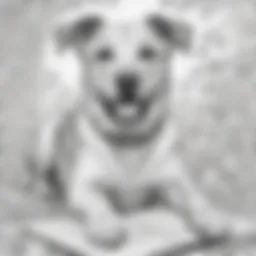 A playful dog illustration for coloring