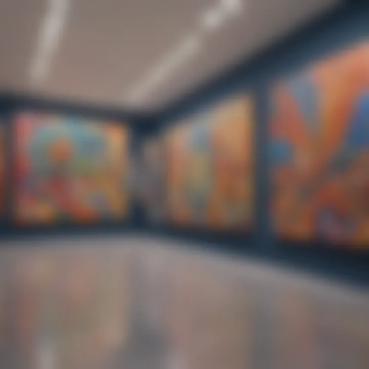 A close-up of an artwork within a virtual gallery environment