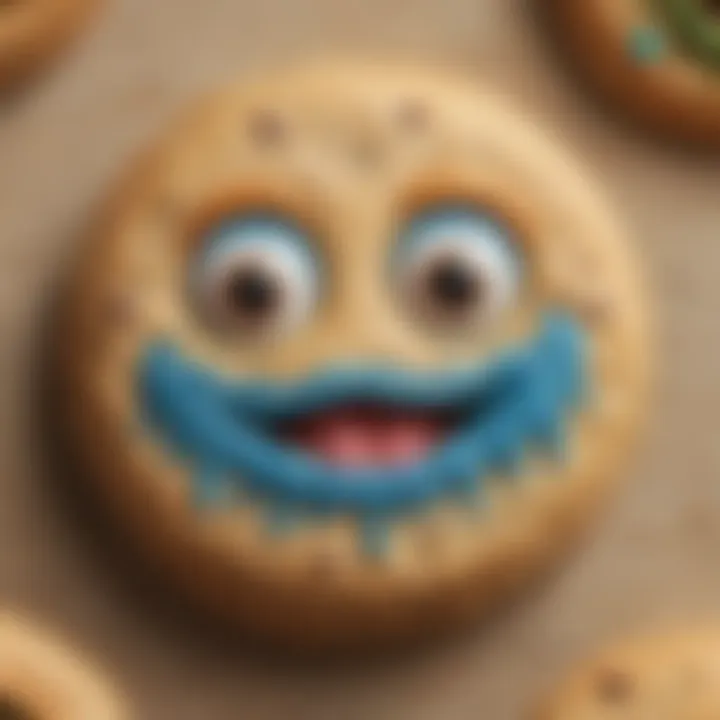 Cookie in the shape of a fun and friendly monster face